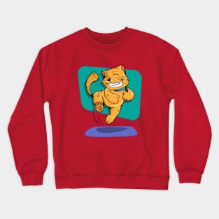 Jumping Golden Brown Cat Crewneck Sweatshirt